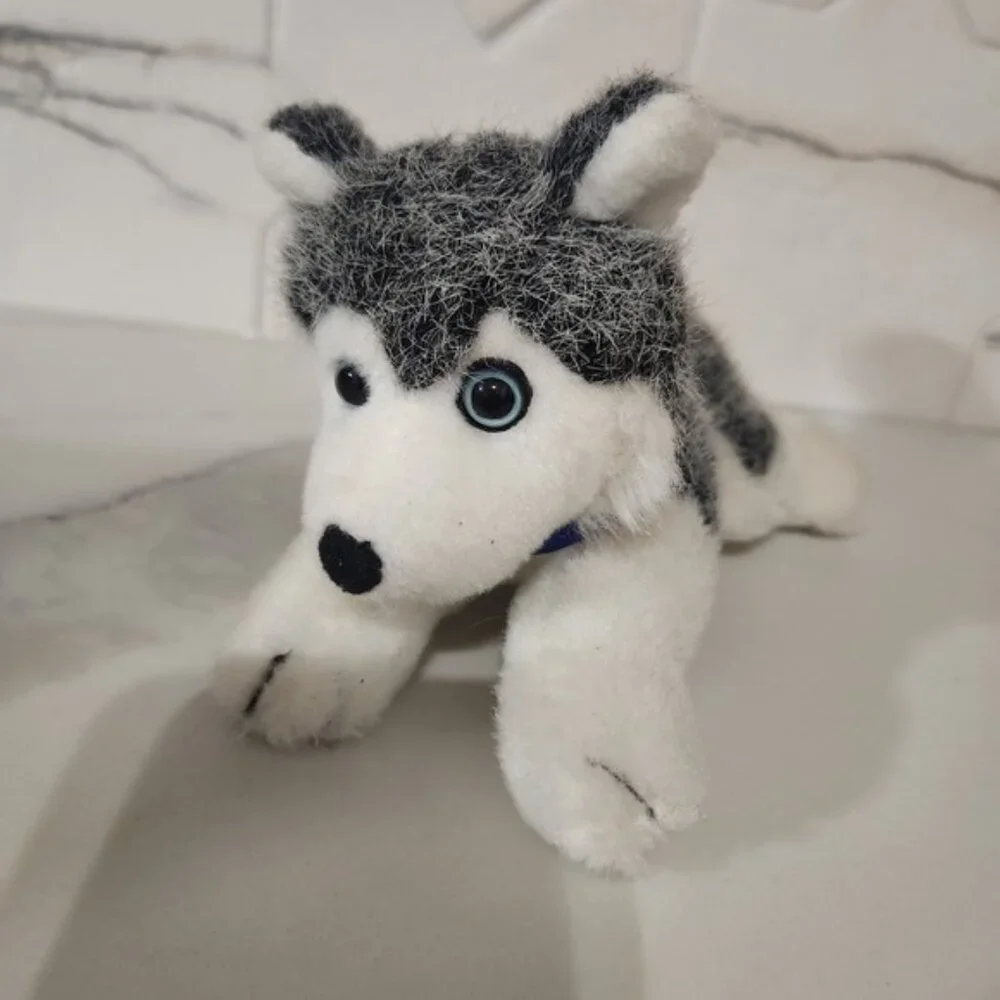 Husky Gas Dog Plush Stuffed Animal Blue Collar Realistic‎ Eyes